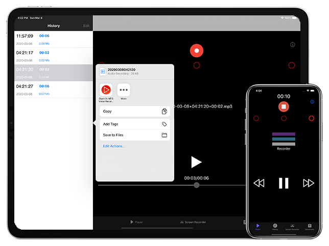 Voice Recorder  Screeen Shot in iPad and iPhone jetblack