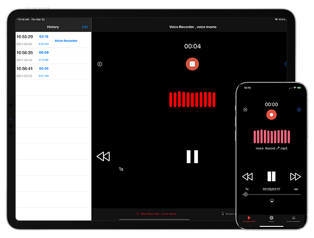 Voice Recorder  Screeen Shot in iPad and iPhone jetblack